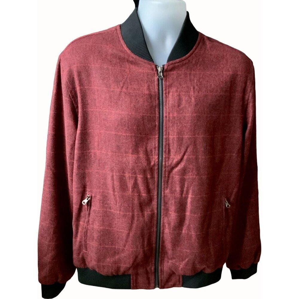 Indigo Star American Vintage Windowpane Crimson Oshkosh Zip Jacket NEW Medium